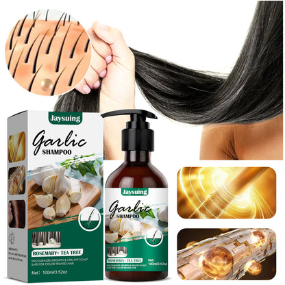 Garlic Hair Shampoo JAYSUING, 100ml Anti Itching Anti Dandruff Shampoo, Hair Growth Shampoo Hair Care