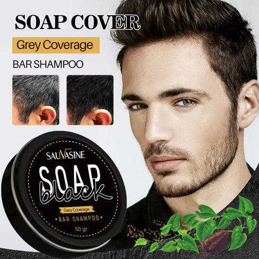 Soap Black SAUVASIN, Anti Hair Fall Black Soap for Gray Hair, Hair Moisturizing Polygonum Multiflorum Handmade Soap